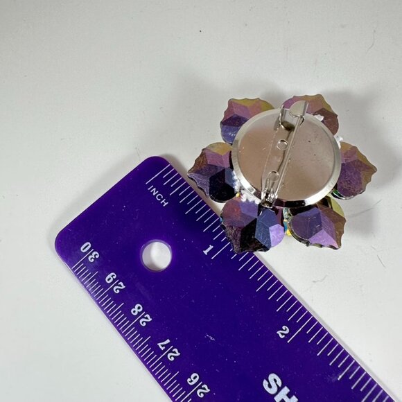 Sparkling Smoke and Champagne AB crystal flower pin brooch - Picture 3 of 6